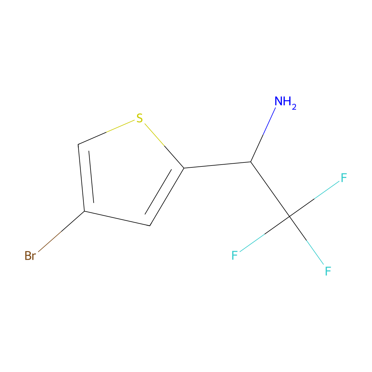 1-(4-Bromothiophen-2-yl)-2,2,2-trifluoroethan-1-amine molecular structure, CAS 1270544-17-6