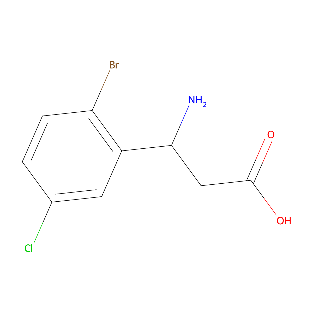 3-Amino-3-(2-bromo-5-chlorophenyl)propanoic acid molecular structure, CAS 1270548-47-4