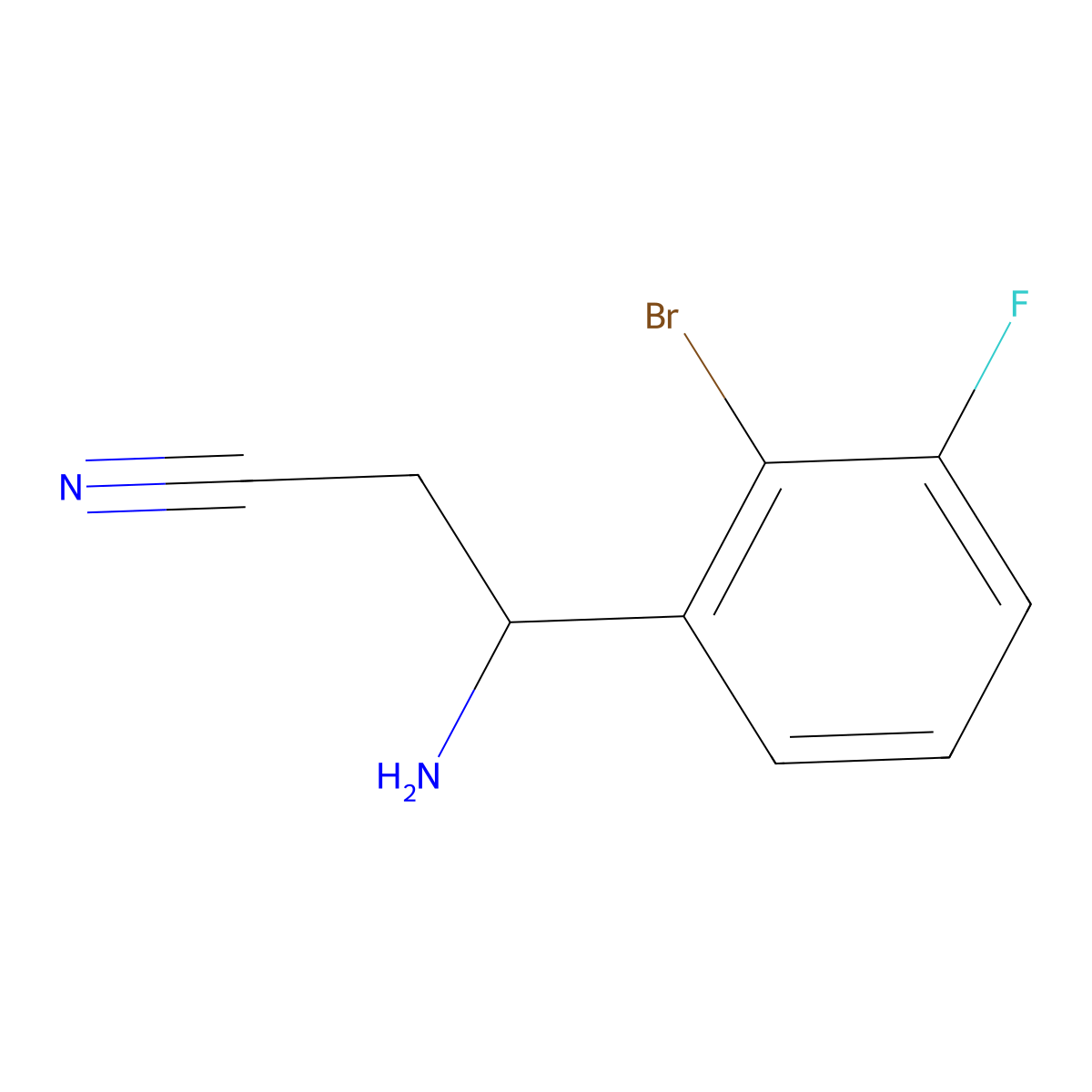 3-Amino-3-(2-bromo-3-fluorophenyl)propanenitrile molecular structure, CAS 1270548-58-7