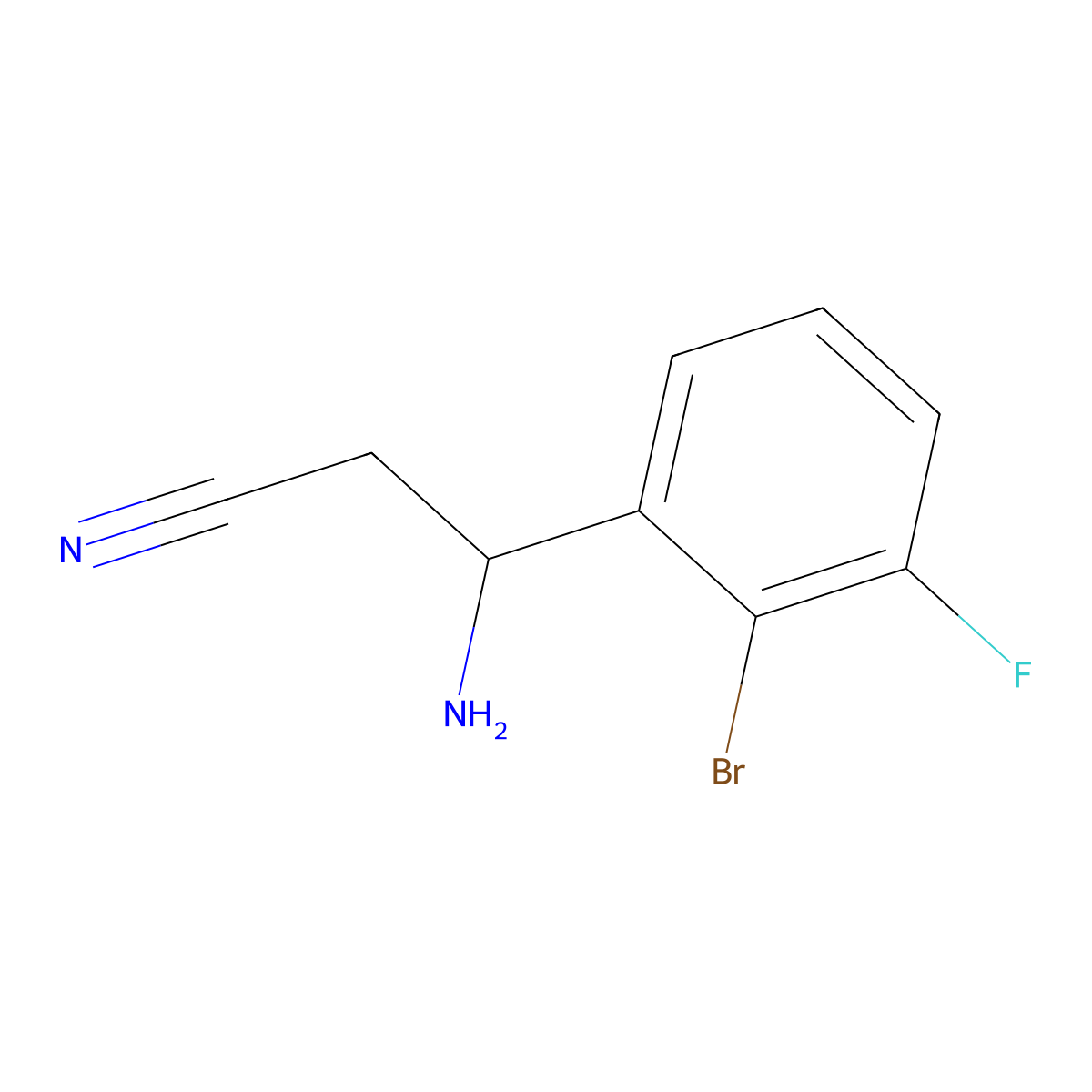 3-Amino-3-(2-bromo-3-fluorophenyl)propanenitrile molecular structure, CAS 1270548-58-7