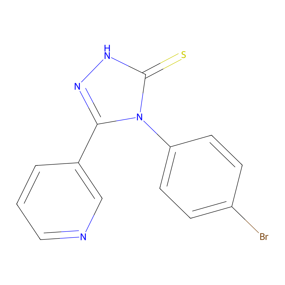 4-(4-Bromophenyl)-2,4-dihydro-5-(3-pyridinyl)-3H-1,2,4-triazole-3-thione molecular structure, CAS 127055-61-2