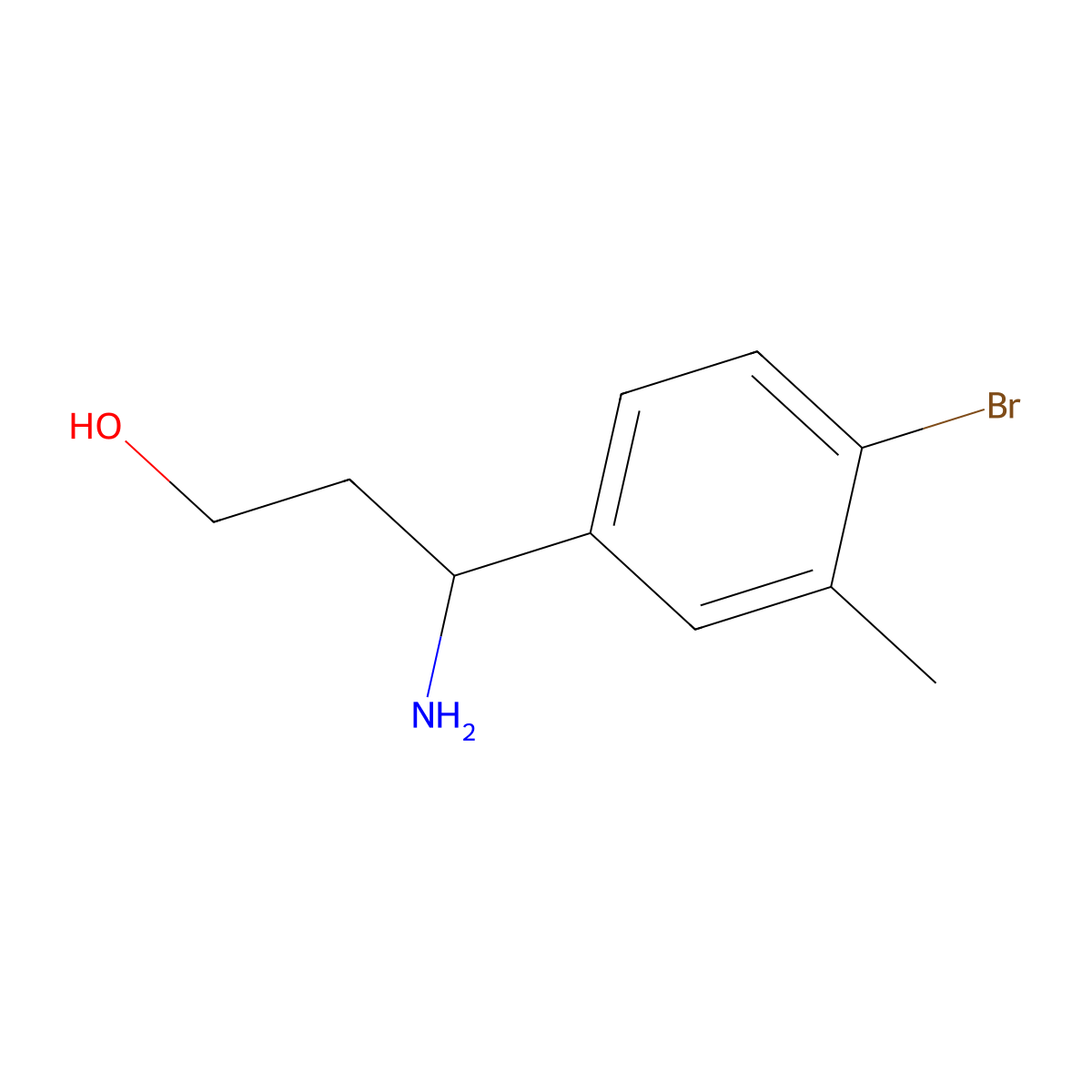 3-Amino-3-(4-bromo-3-methylphenyl)propan-1-ol molecular structure, CAS 1270550-53-2