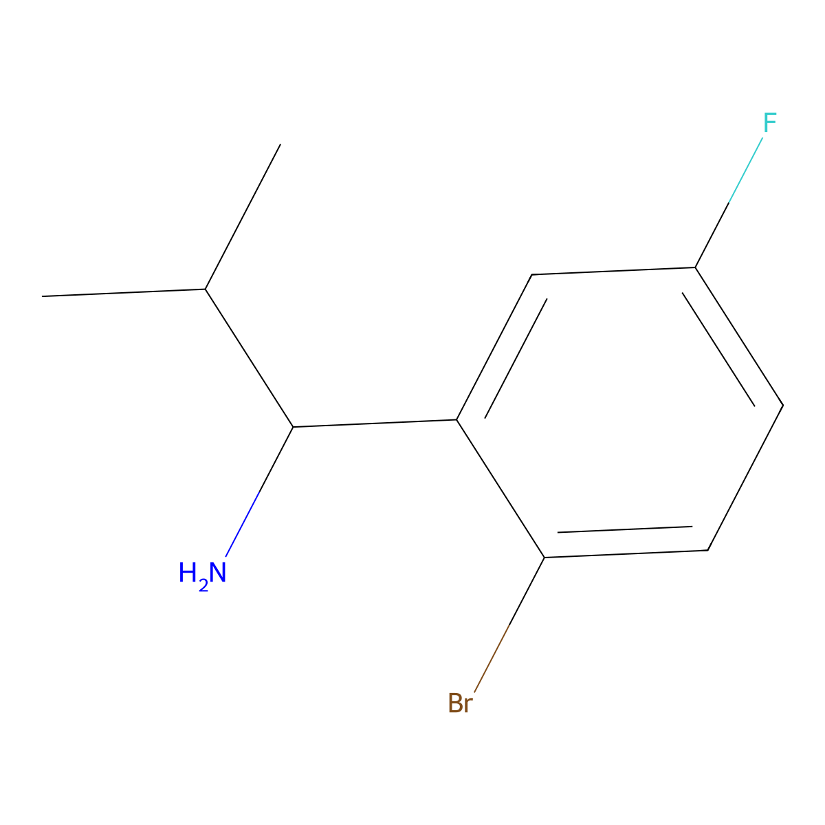 1-(2-Bromo-5-fluorophenyl)-2-methylpropan-1-amine molecular structure, CAS 1270550-63-4
