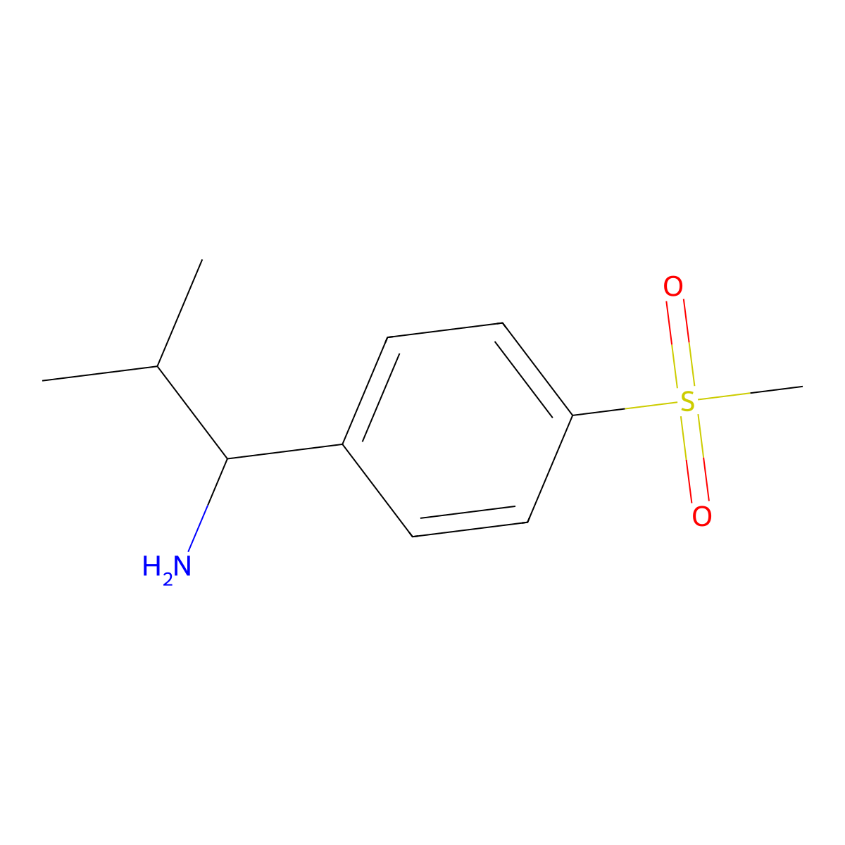 2-Methyl-1-(4-(methylsulfonyl)phenyl)propan-1-amine molecular structure, CAS 1270556-31-4