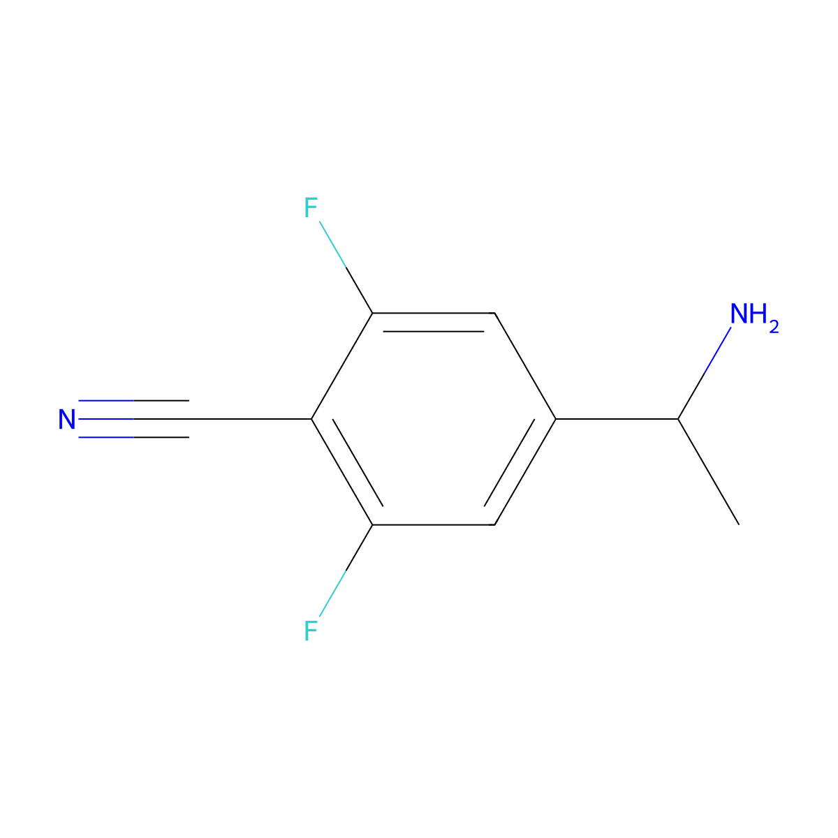 4-(1-Aminoethyl)-2,6-difluorobenzonitrile molecular structure, CAS 1270557-94-2