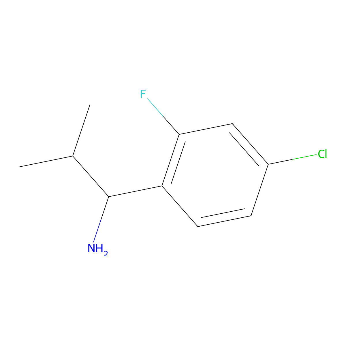 1-(4-Chloro-2-fluorophenyl)-2-methylpropan-1-amine molecular structure, CAS 1270558-06-9
