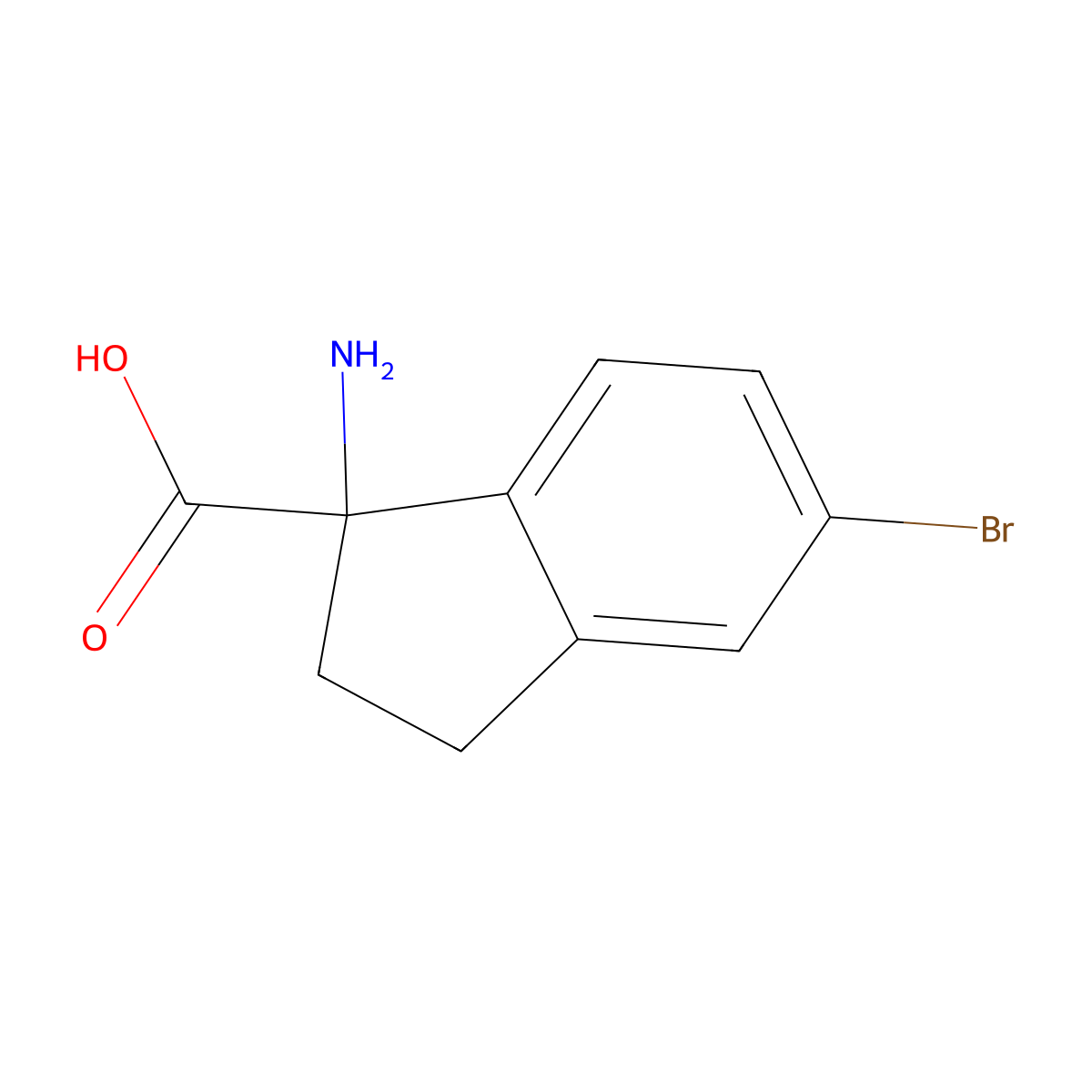1-amino-5-bromo-2,3-dihydro-1H-indene-1-carboxylic acid molecular structure, CAS 1270560-62-7