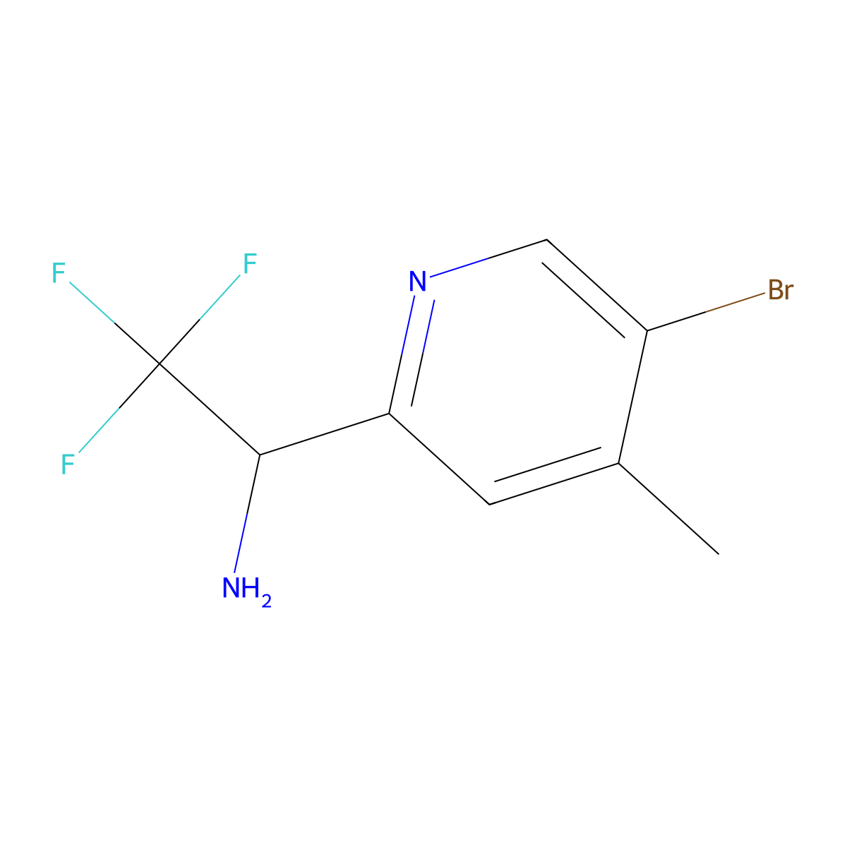 1-(5-Bromo-4-methyl(2-pyridyl))-2,2,2-trifluoroethylamine molecular structure, CAS 1270565-28-0