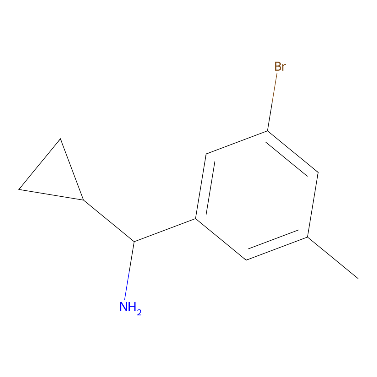 (3-Bromo-5-methylphenyl)(cyclopropyl)methanamine molecular structure, CAS 1270566-51-2
