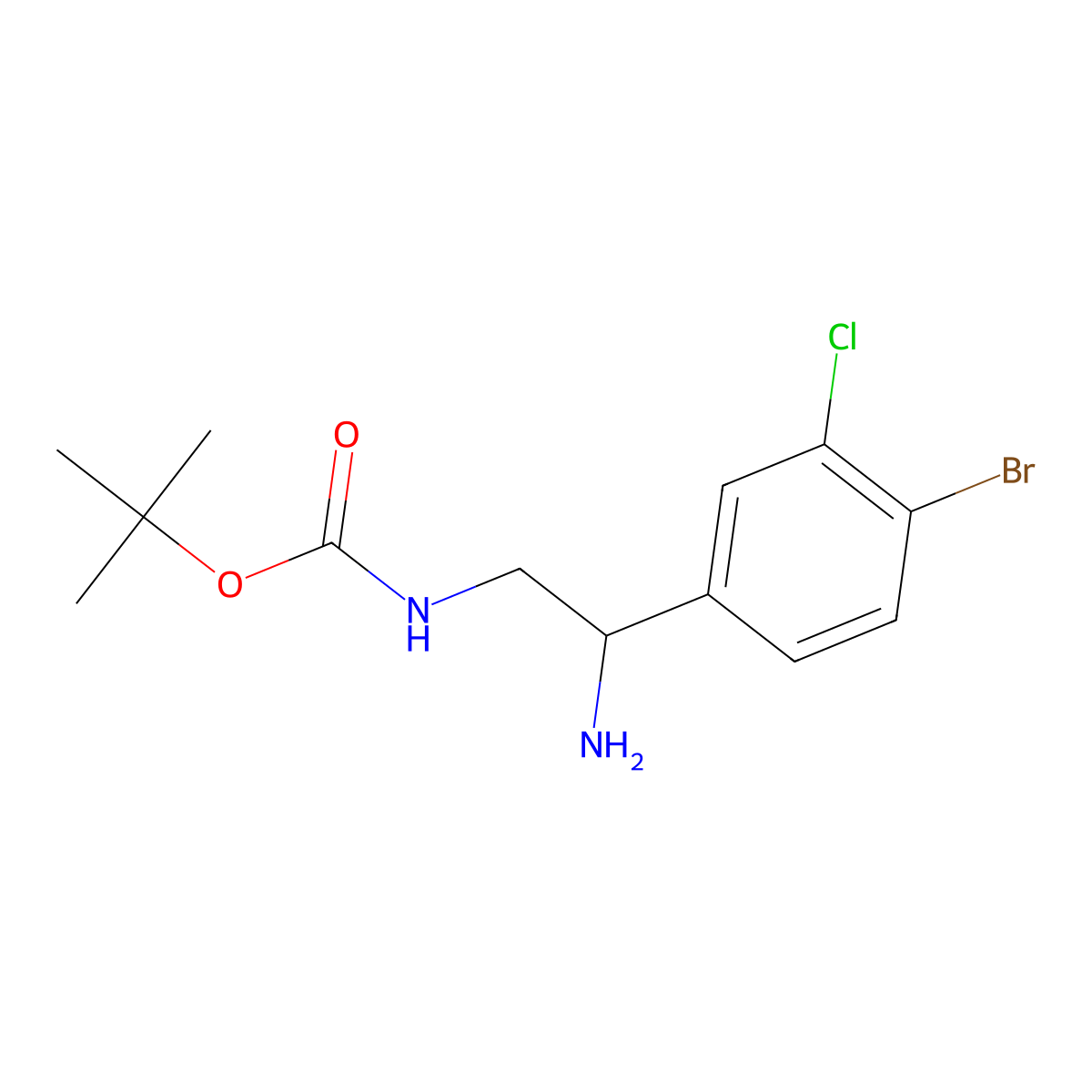 tert-butyl N-[2-amino-2-(4-bromo-3-chlorophenyl)ethyl]carbamate molecular structure, CAS 1270568-88-1