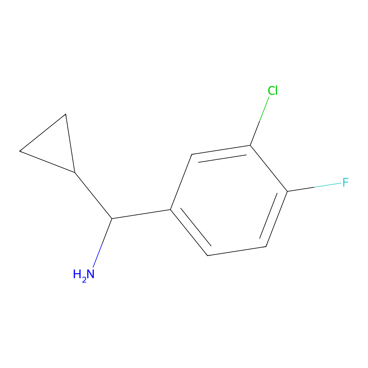 (3-Chloro-4-fluorophenyl)(cyclopropyl)methanamine molecular structure, CAS 1270569-04-4