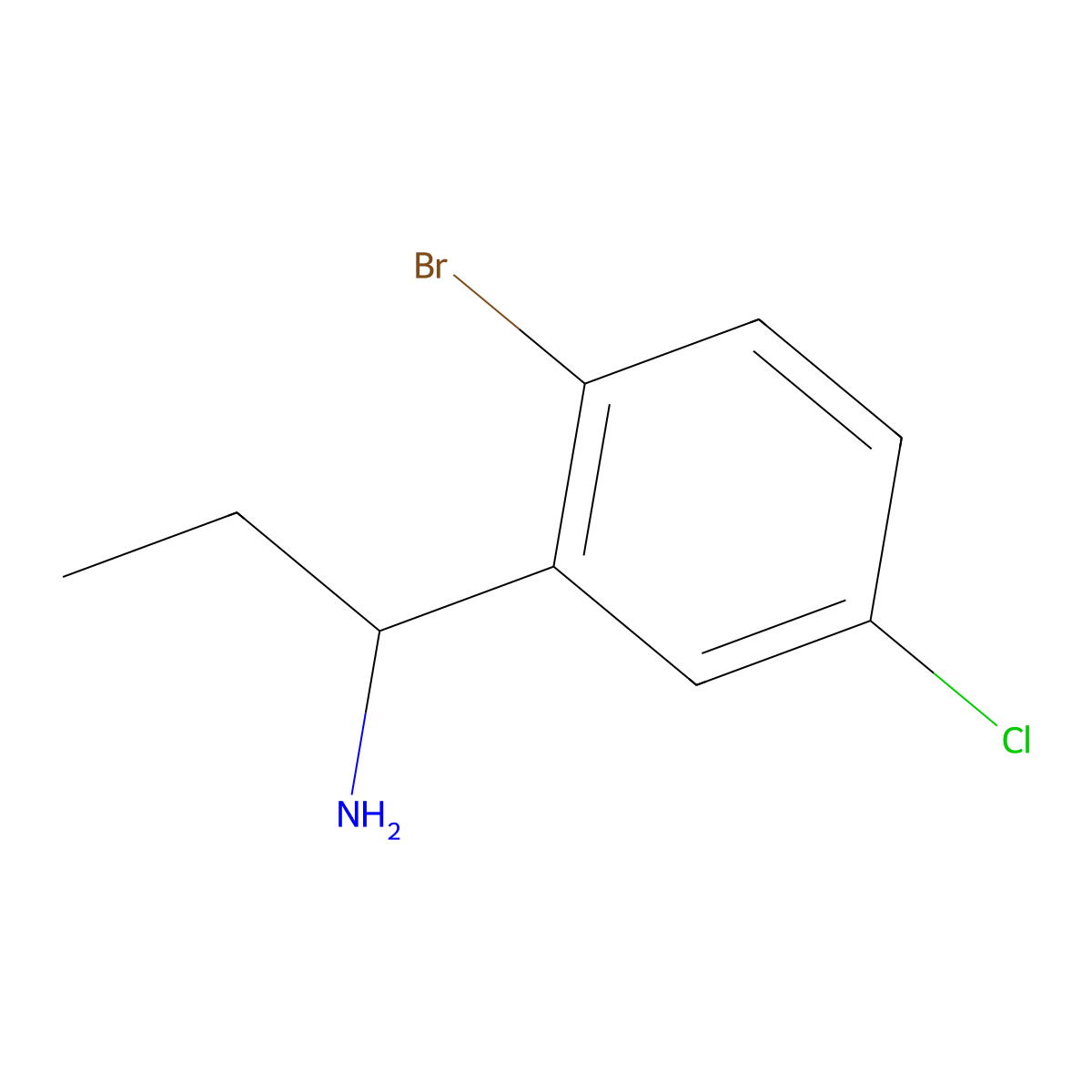 1-(2-Bromo-5-chlorophenyl)propan-1-amine molecular structure, CAS 1270574-32-7