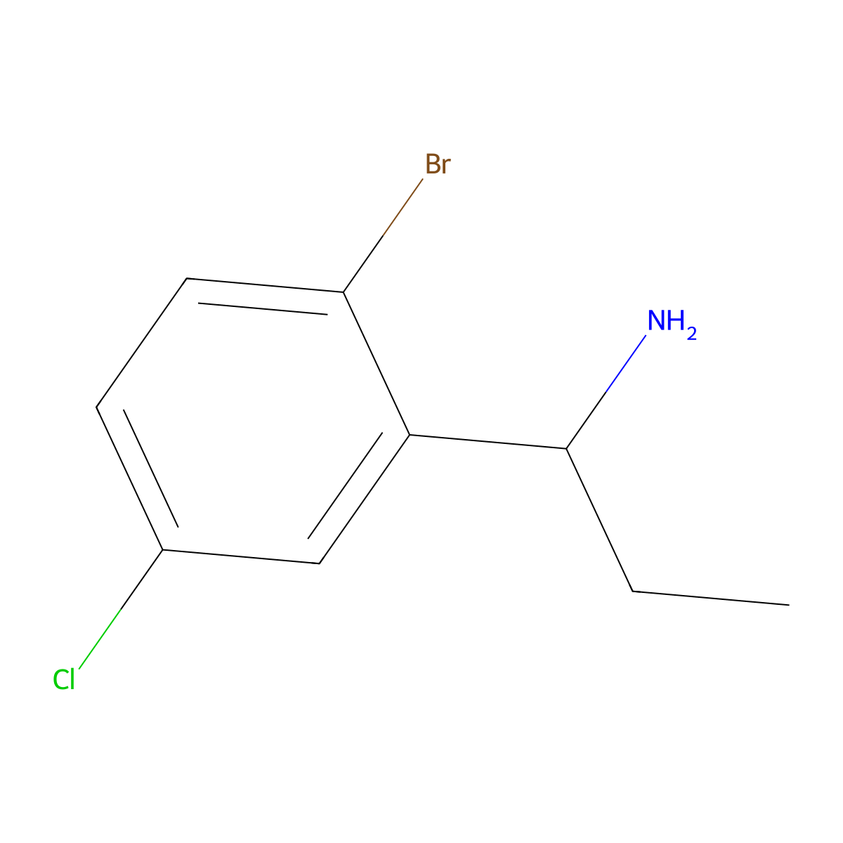 1-(2-Bromo-5-chlorophenyl)propan-1-amine molecular structure, CAS 1270574-32-7