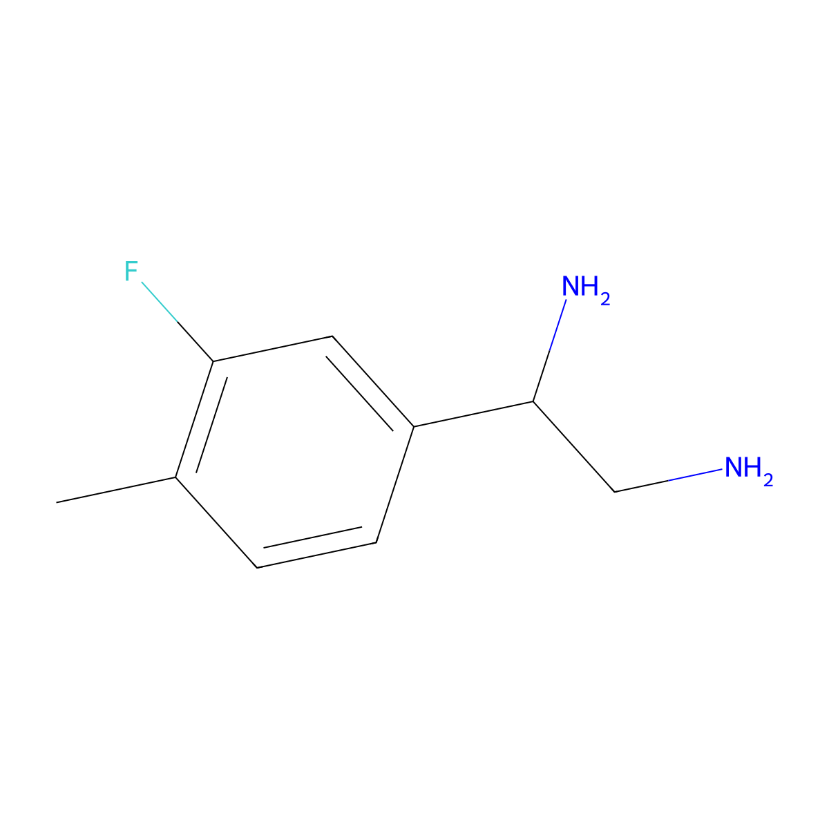 1-(3-Fluoro-4-methylphenyl)ethane-1,2-diamine molecular structure, CAS 1270581-49-1