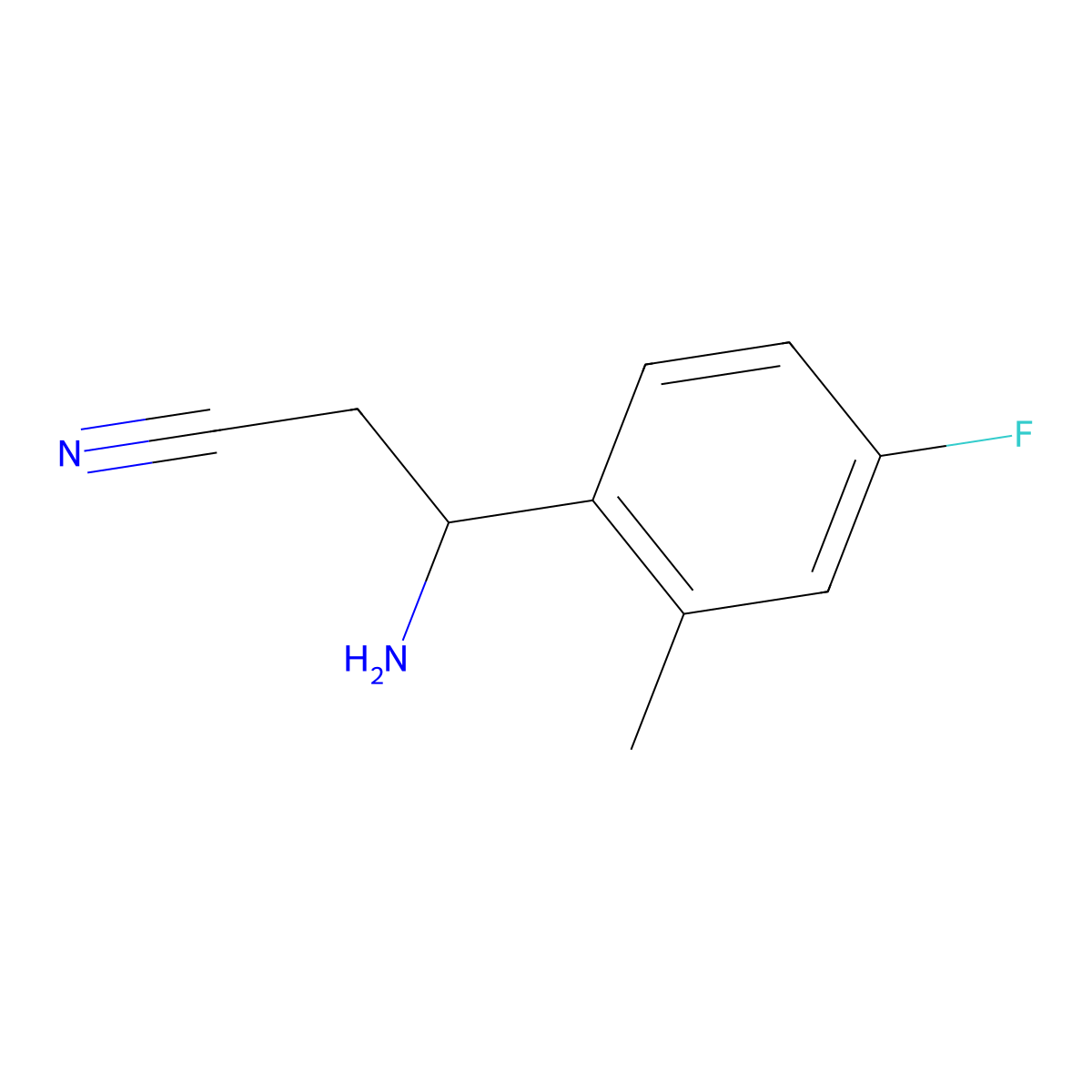 3-Amino-3-(4-fluoro-2-methylphenyl)propanenitrile molecular structure, CAS 1270583-55-5