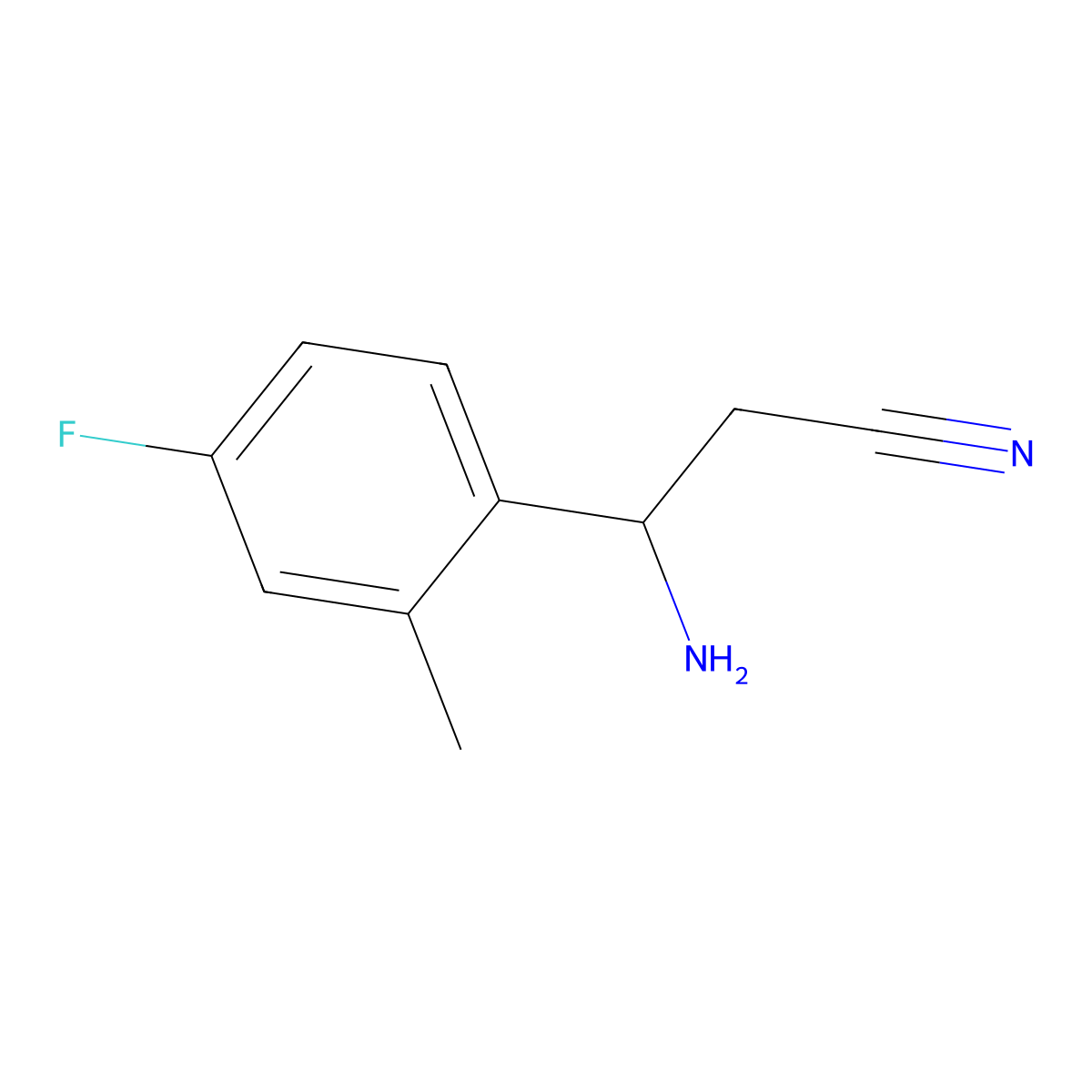 3-Amino-3-(4-fluoro-2-methylphenyl)propanenitrile molecular structure, CAS 1270583-55-5