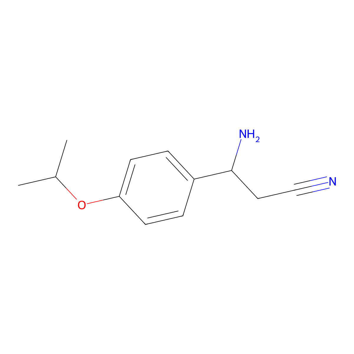 3-Amino-3-[4-(propan-2-yloxy)phenyl]propanenitrile molecular structure, CAS 1270585-05-1