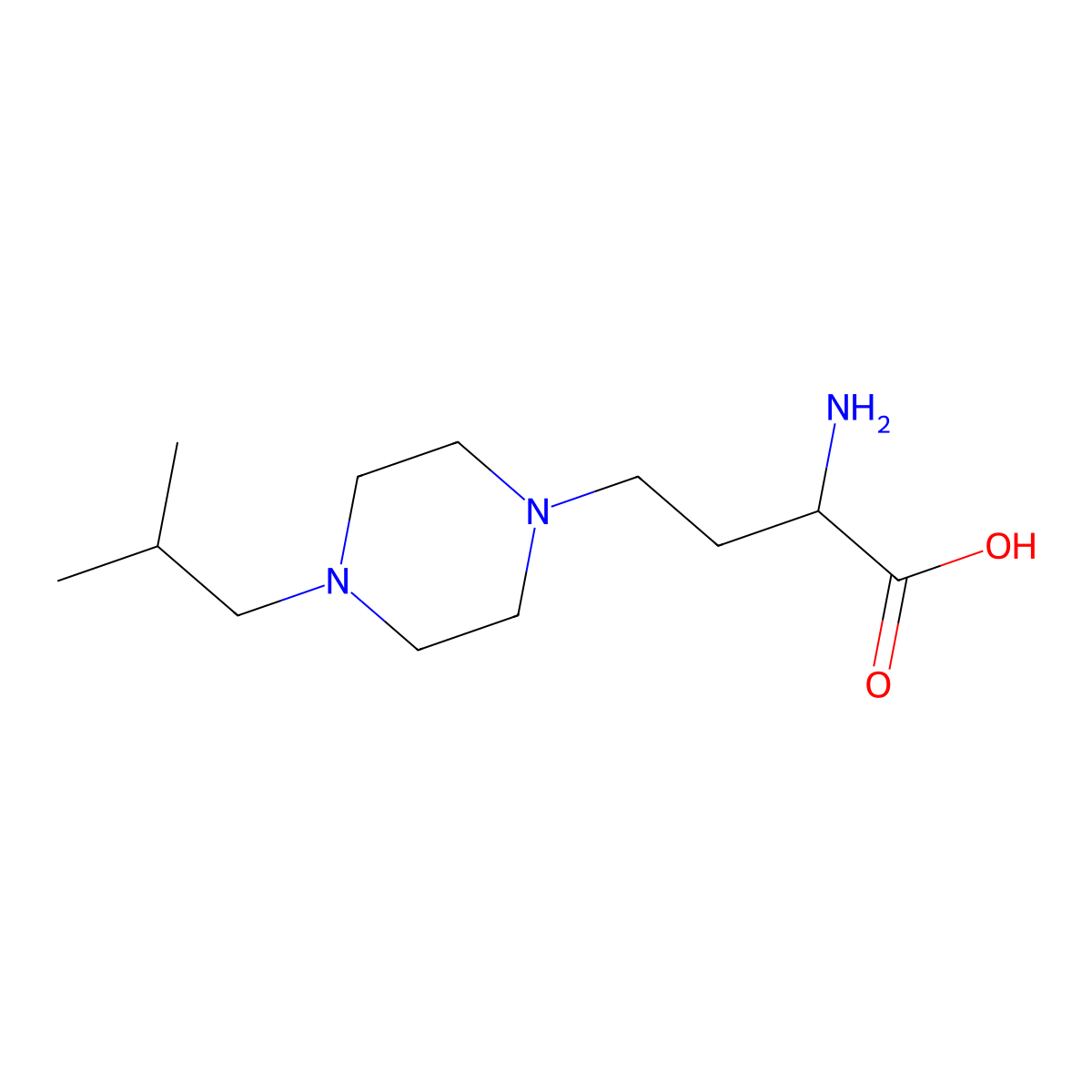 2-Amino-4-(4-isobutylpiperazin-1-yl)butanoic acid molecular structure, CAS 1270607-95-8