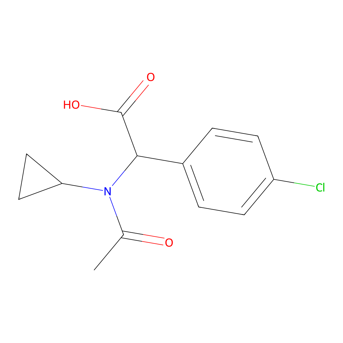 2-(4-chlorophenyl)-2-(N-cyclopropylacetamido)acetic acid molecular structure, CAS 1270614-22-6