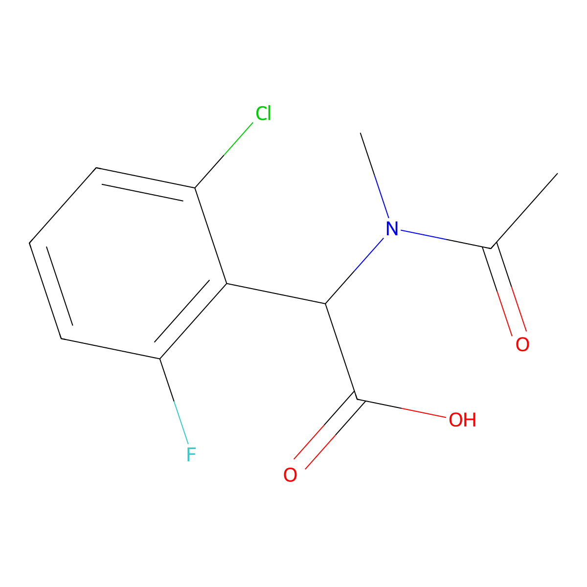 2-(2-chloro-6-fluorophenyl)-2-(N-methylacetamido)acetic acid molecular structure, CAS 1270614-28-2