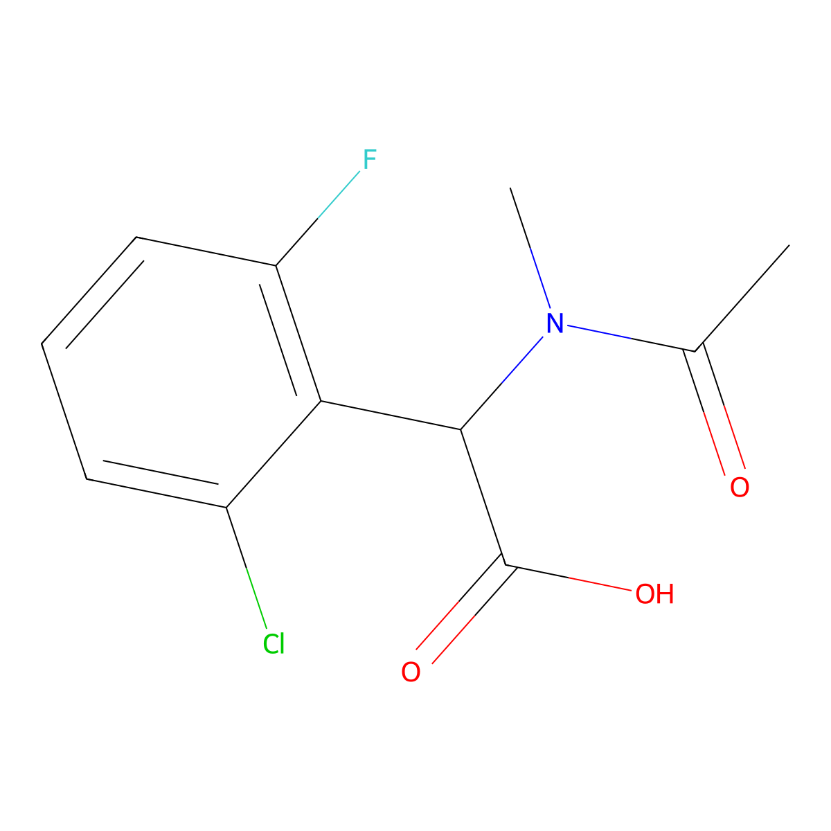 2-(2-chloro-6-fluorophenyl)-2-(N-methylacetamido)acetic acid molecular structure, CAS 1270614-28-2