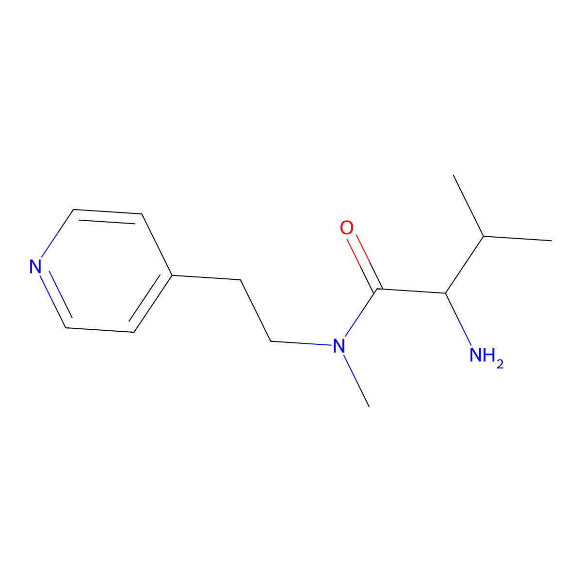 2-amino-N,3-dimethyl-N-[2-(pyridin-4-yl)ethyl]butanamide molecular structure, CAS 1270616-90-4