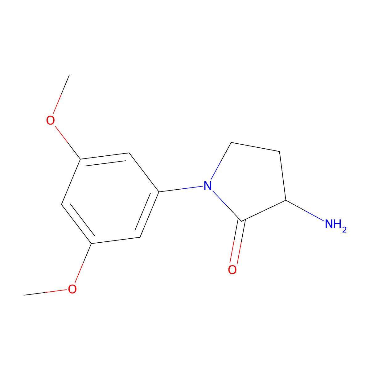 3-Amino-1-(3,5-dimethoxyphenyl)pyrrolidin-2-one molecular structure, CAS 1270657-25-4