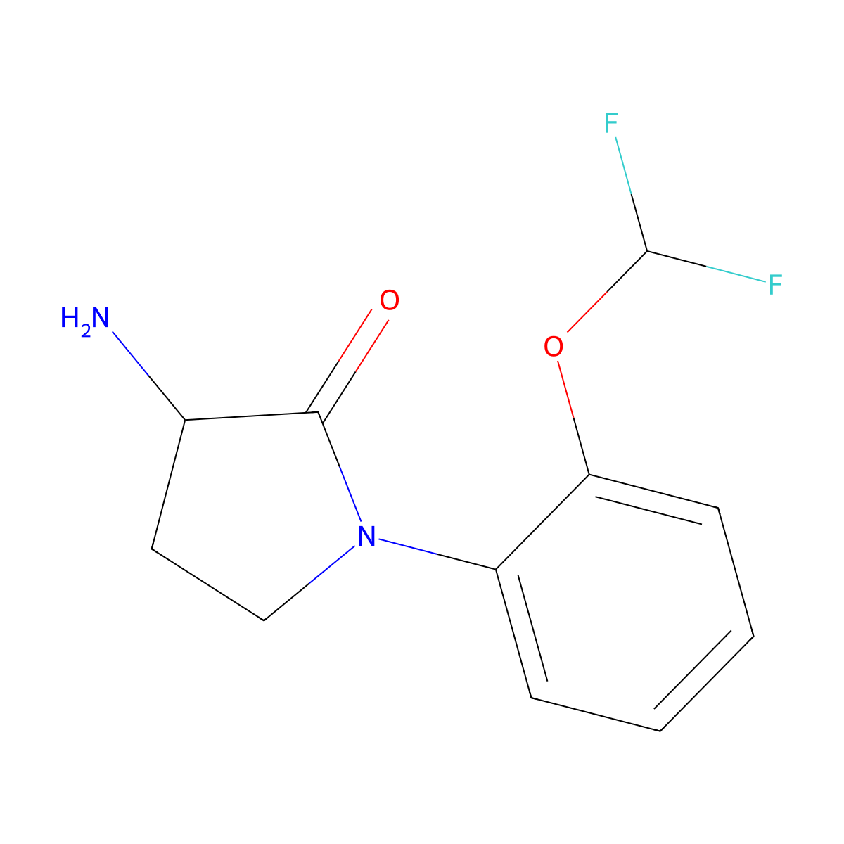 3-Amino-1-[2-(difluoromethoxy)phenyl]pyrrolidin-2-one molecular structure, CAS 1270676-00-0