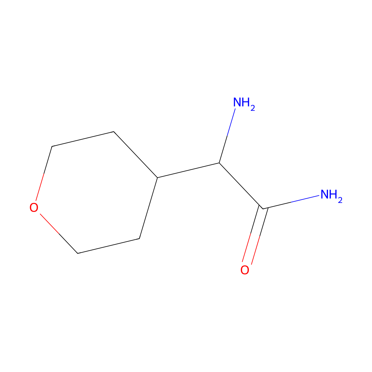 2-Amino-2-(oxan-4-yl)acetamide molecular structure, CAS 1270691-13-8