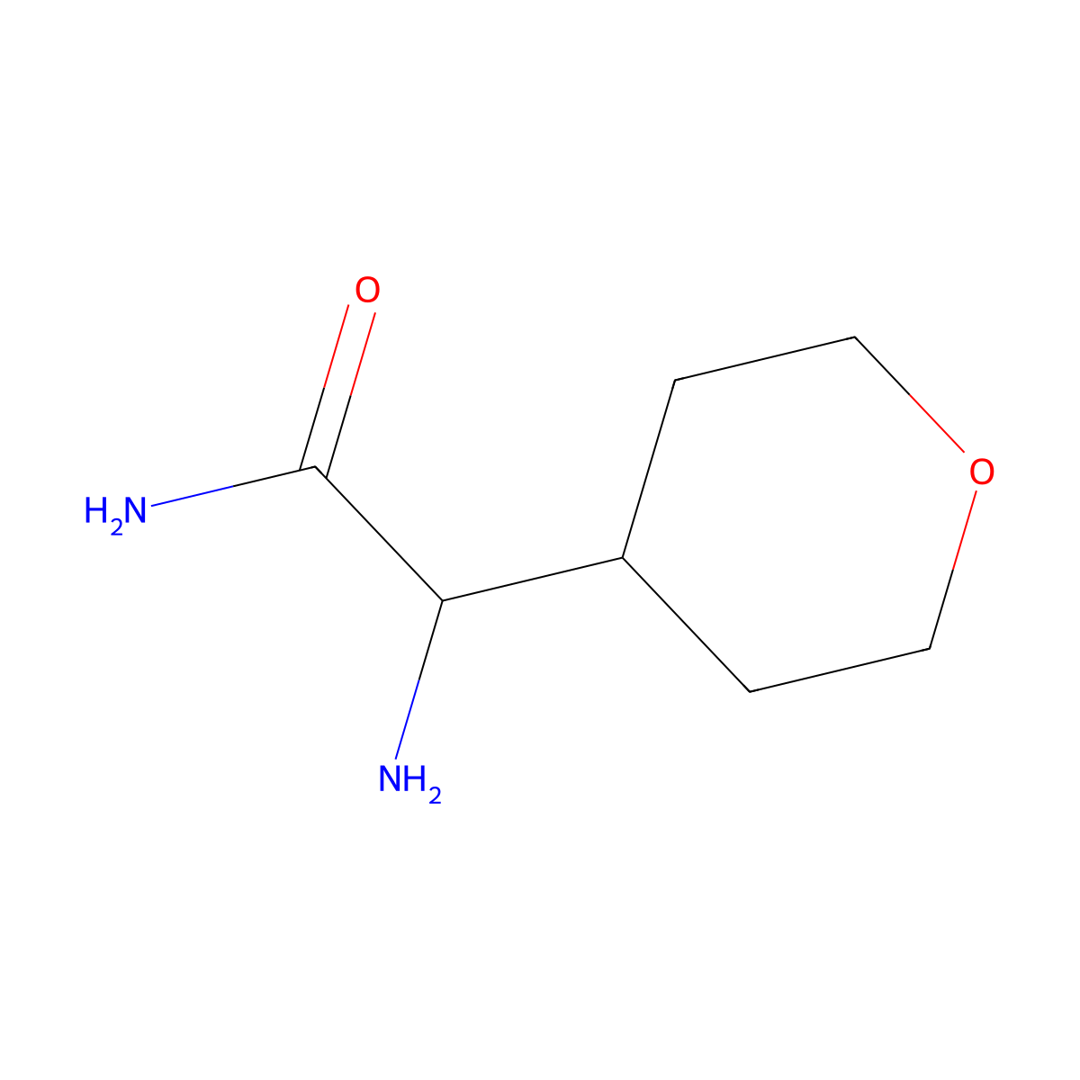 2-Amino-2-(oxan-4-yl)acetamide molecular structure, CAS 1270691-13-8