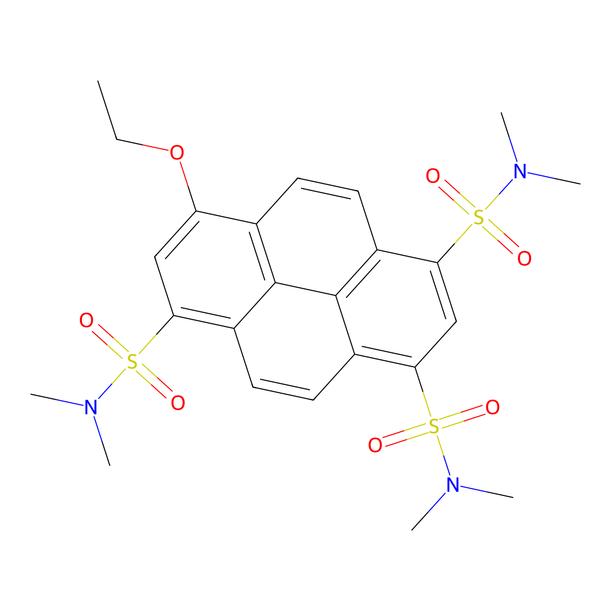 8-ethoxy-1-N,1-N,3-N,3-N,6-N,6-N-hexamethylpyrene-1,3,6-trisulfonamide molecular structure, CAS 127070-69-3