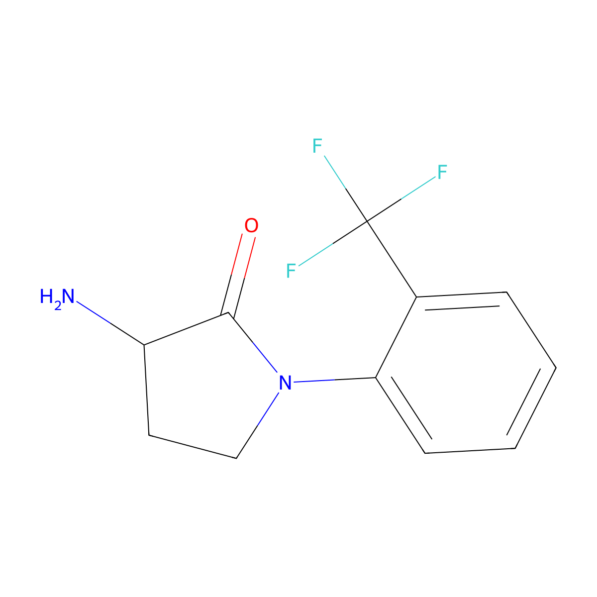 3-Amino-1-(2-(trifluoromethyl)phenyl)pyrrolidin-2-one molecular structure, CAS 1270700-85-0