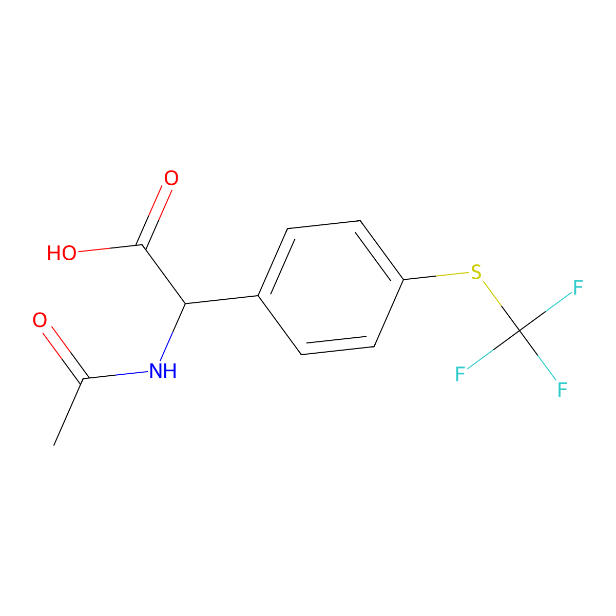 2-Acetamido-2-{4-[(trifluoromethyl)sulfanyl]phenyl}acetic acid molecular structure, CAS 1270707-47-5