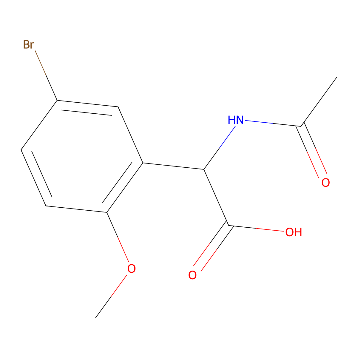 2-(5-Bromo-2-methoxyphenyl)-2-acetamidoacetic acid molecular structure, CAS 1270707-89-5