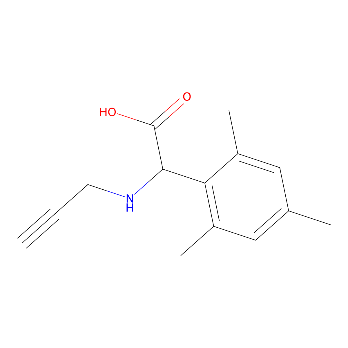 2-Mesityl-2-(prop-2-yn-1-ylamino)acetic acid molecular structure, CAS 1270715-87-1