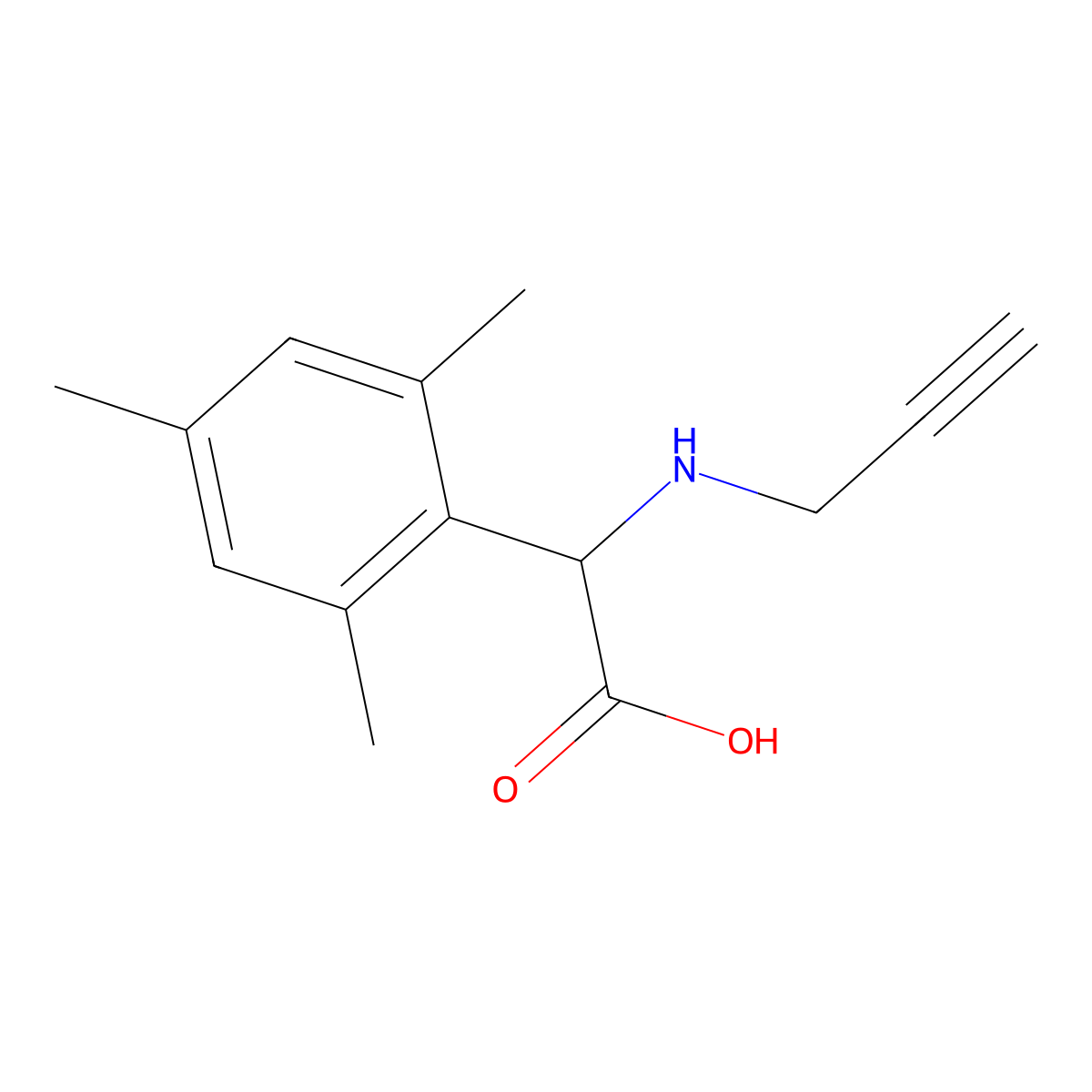 2-Mesityl-2-(prop-2-yn-1-ylamino)acetic acid molecular structure, CAS 1270715-87-1