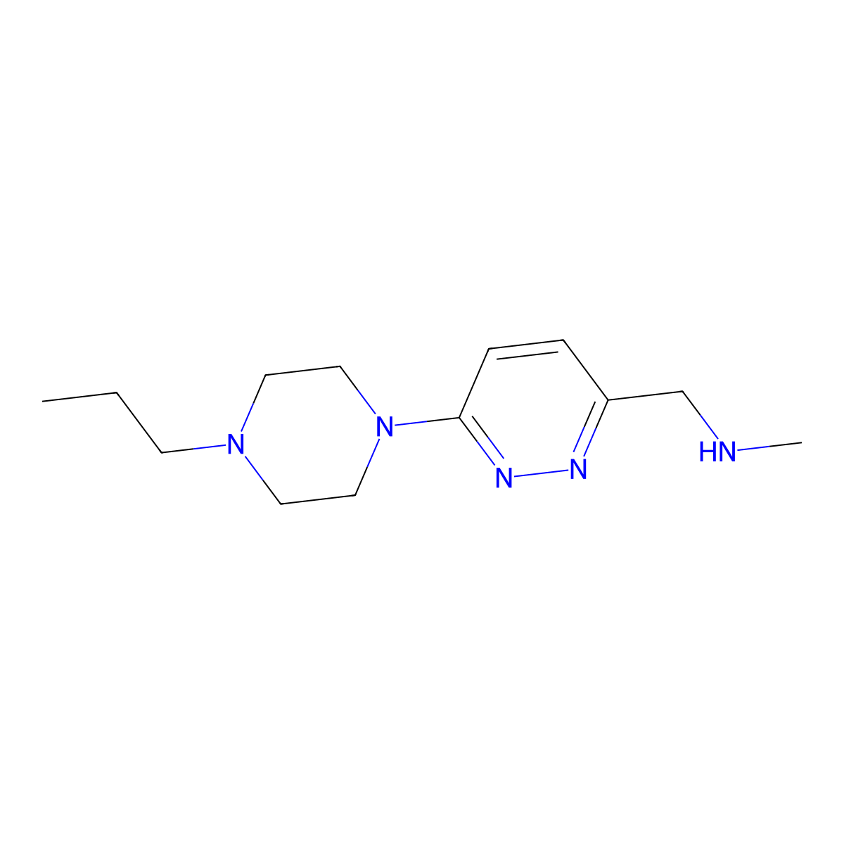 N-methyl-1-(6-(4-propylpiperazin-1-yl)pyridazin-3-yl)methanamine molecular structure, CAS 1270720-30-3