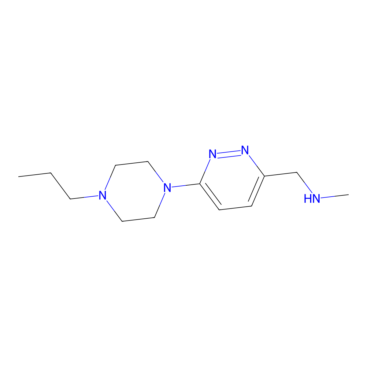 N-methyl-1-(6-(4-propylpiperazin-1-yl)pyridazin-3-yl)methanamine molecular structure, CAS 1270720-30-3