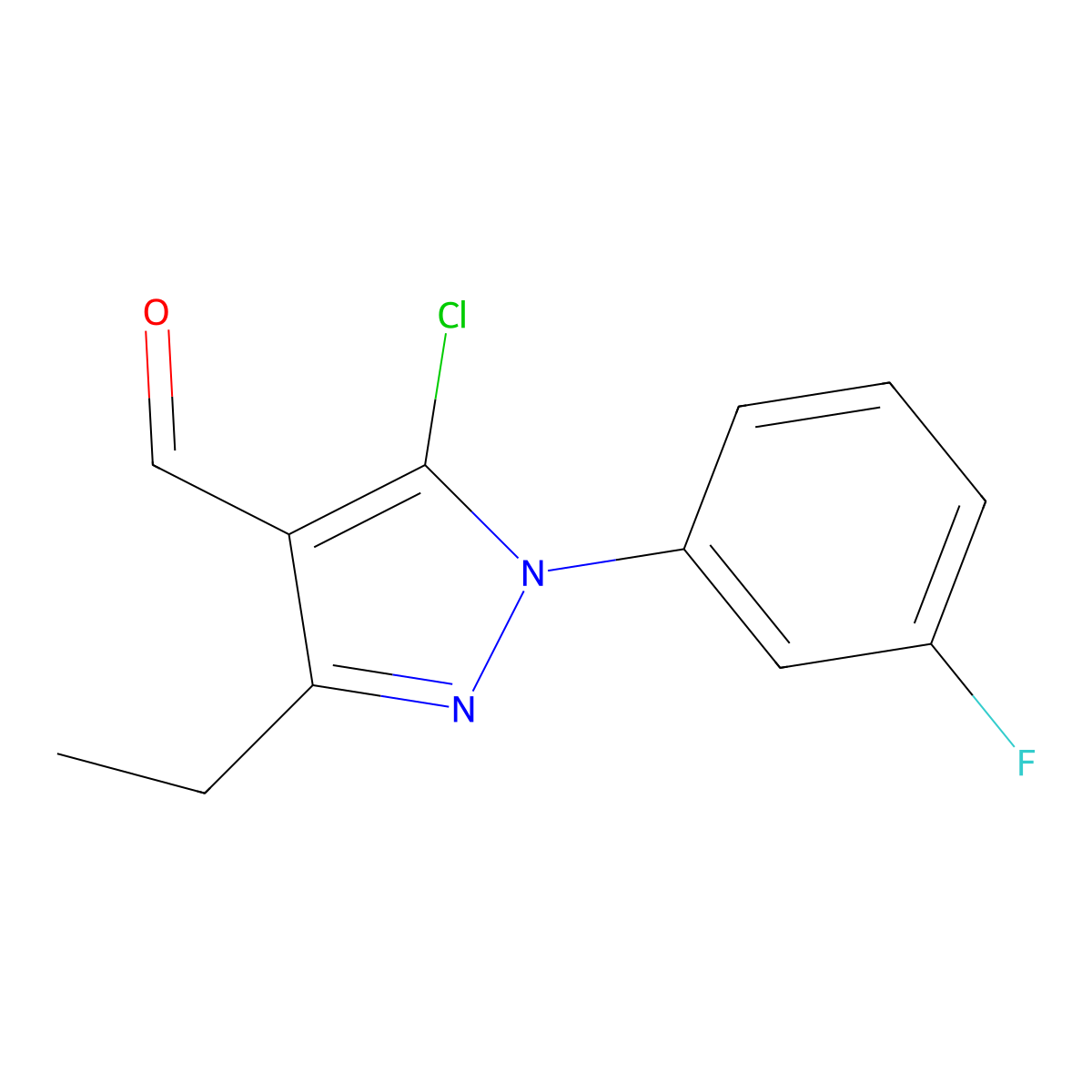 5-Chloro-3-ethyl-1-(3-fluorophenyl)-1H-pyrazole-4-carbaldehyde molecular structure, CAS 1270722-72-9
