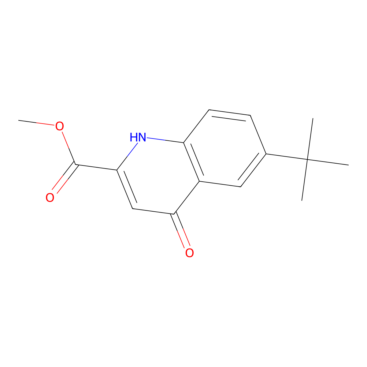 6-tert-Butyl-4-oxo-1,4-dihydro-quinoline-2-carboxylic acid methyl ester molecular structure, CAS 1270730-42-1