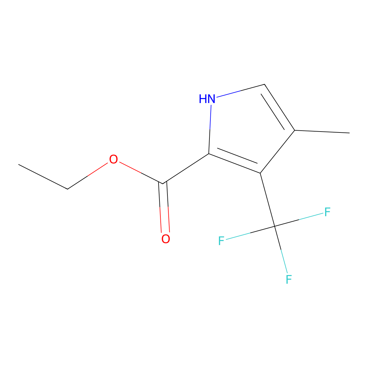 Ethyl 4-methyl-3-(trifluoromethyl)-1H-pyrrole-2-carboxylate molecular structure, CAS 127074-06-0