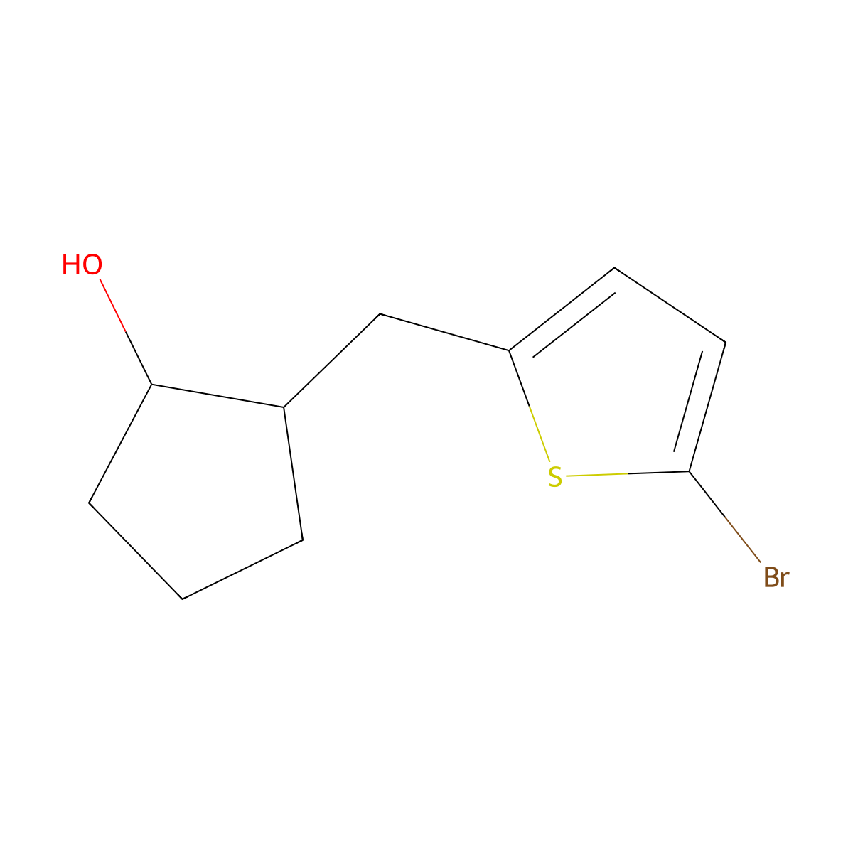 2-[(5-Bromothiophen-2-yl)methyl]cyclopentan-1-ol molecular structure, CAS 1270744-75-6