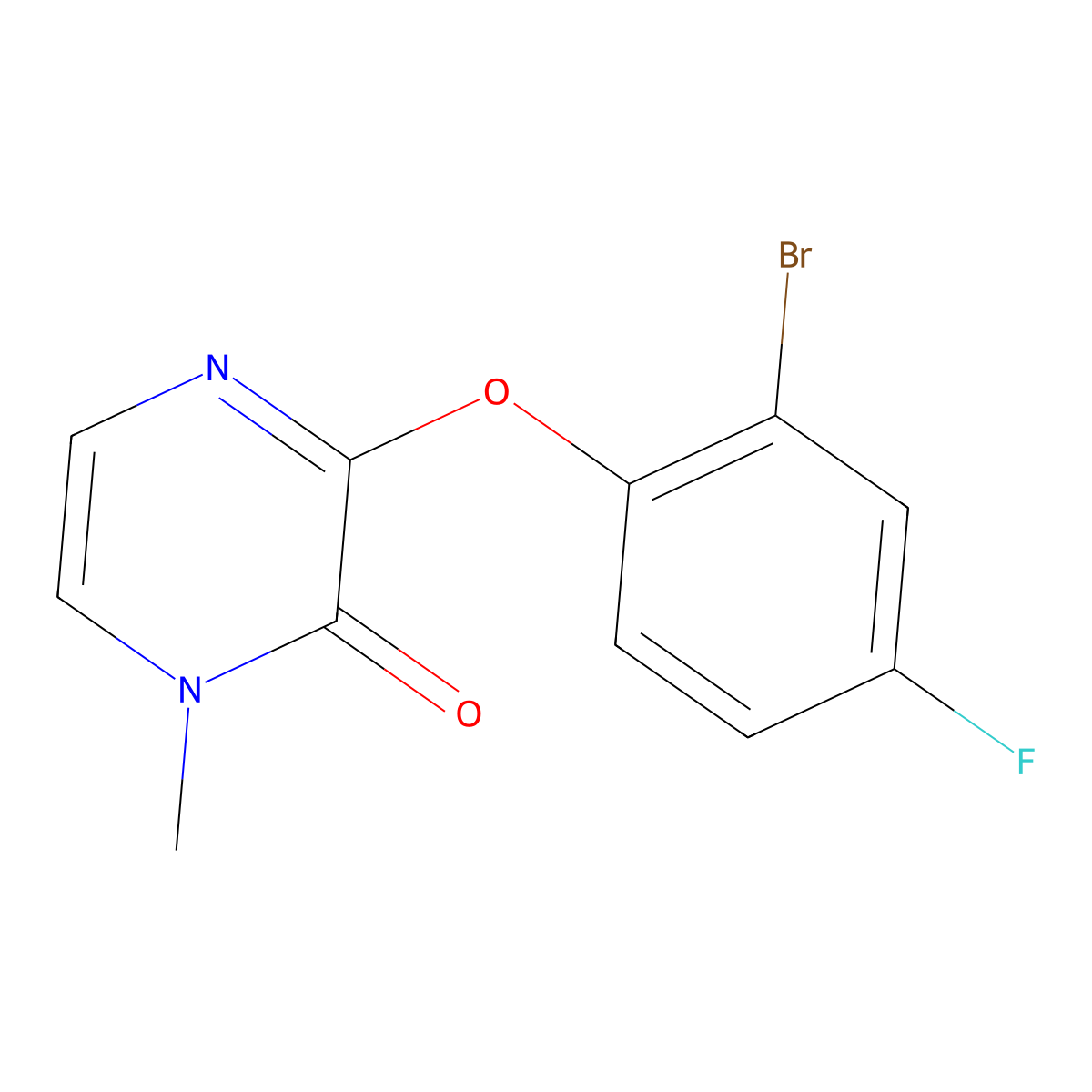 3-(2-Bromo-4-fluorophenoxy)-1-methyl-1,2-dihydropyrazin-2-one molecular structure, CAS 1270764-46-9
