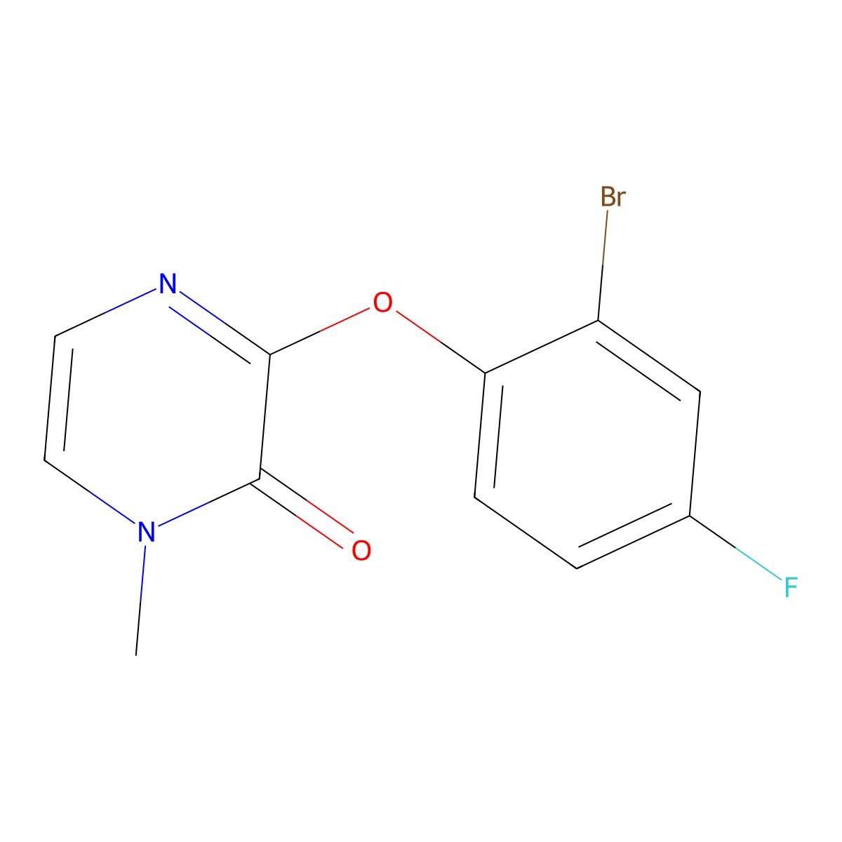 3-(2-Bromo-4-fluorophenoxy)-1-methyl-1,2-dihydropyrazin-2-one molecular structure, CAS 1270764-46-9