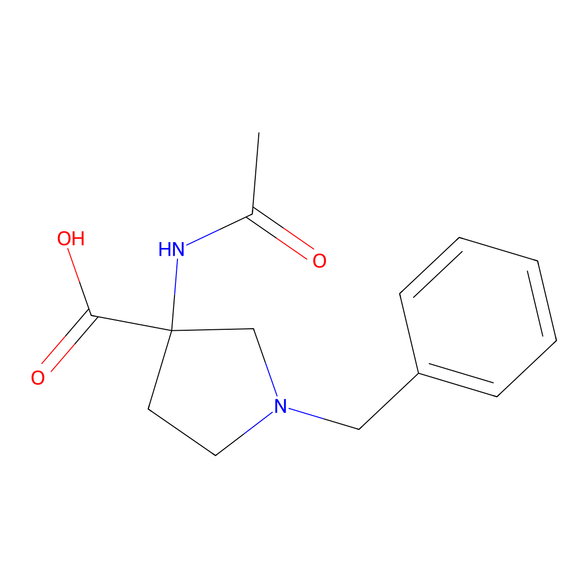 1-Benzyl-3-acetamidopyrrolidine-3-carboxylic acid molecular structure, CAS 1270773-03-9