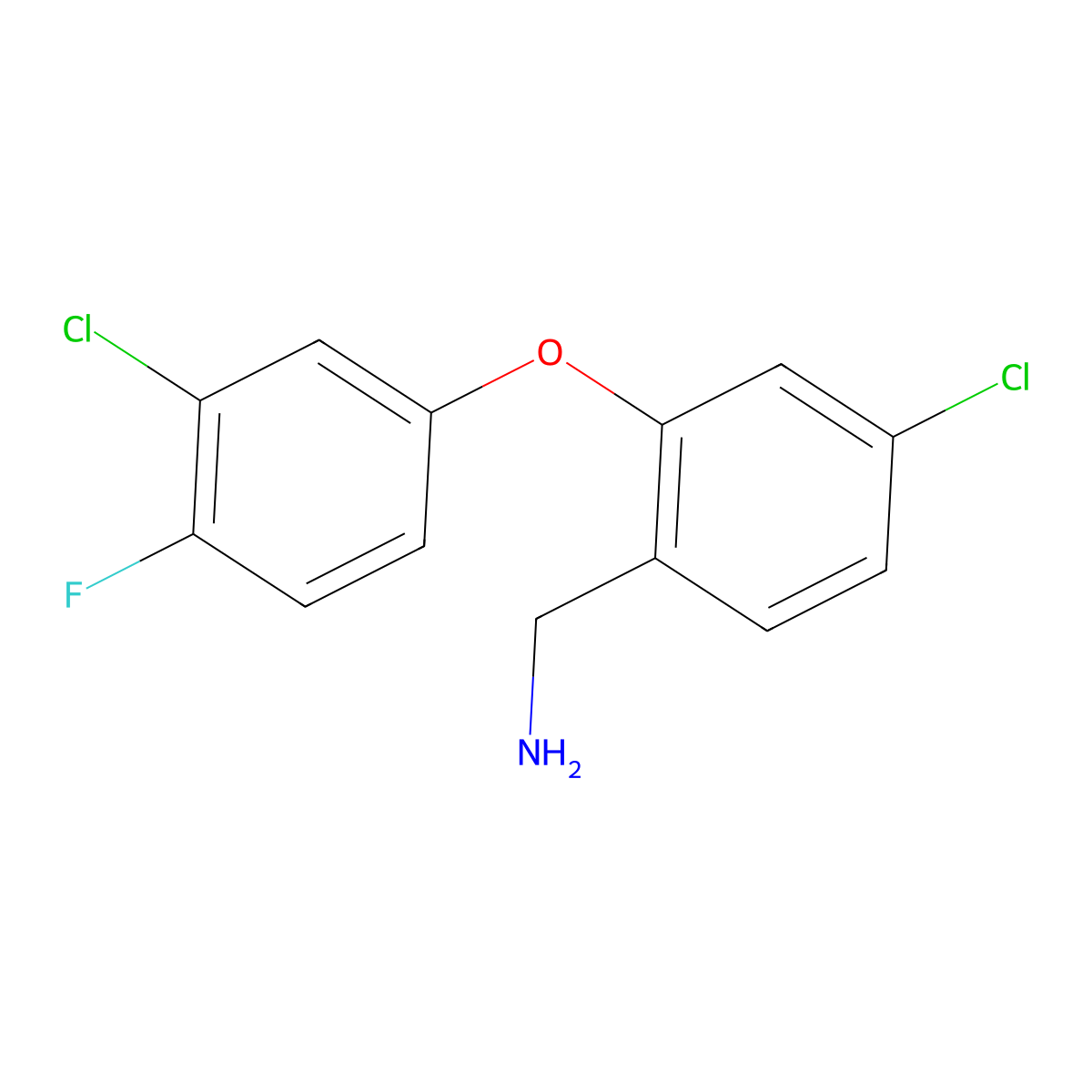 [4-Chloro-2-(3-chloro-4-fluorophenoxy)phenyl]methanamine molecular structure, CAS 1270813-07-4