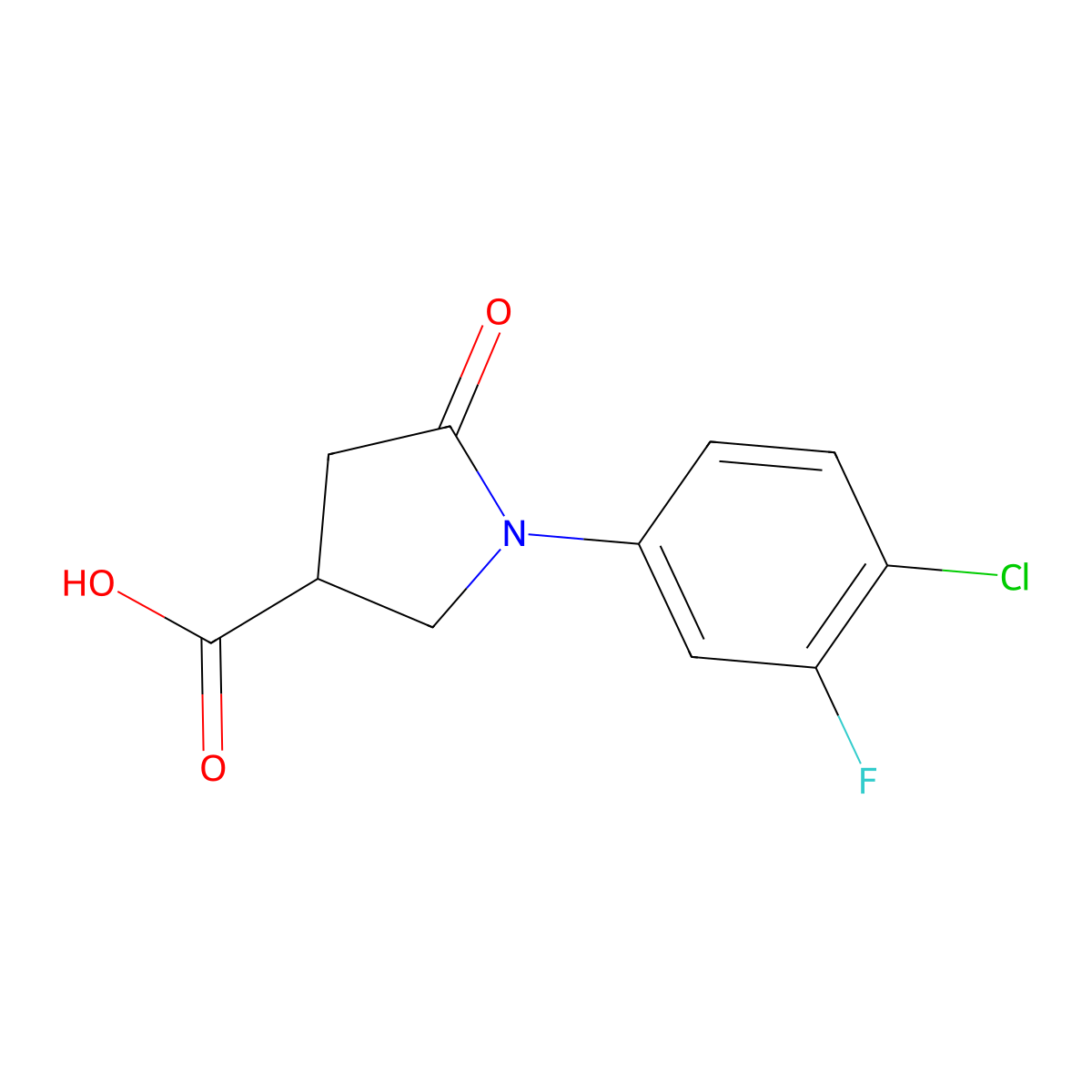 1-(4-Chloro-3-fluorophenyl)-5-oxopyrrolidine-3-carboxylic acid molecular structure, CAS 1270831-90-7