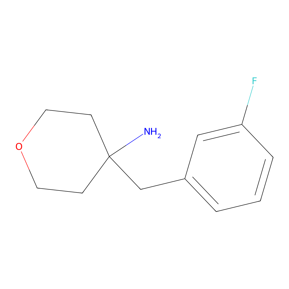 4-((3-Fluorophenyl)methyl)oxan-4-amine molecular structure, CAS 1270850-89-9