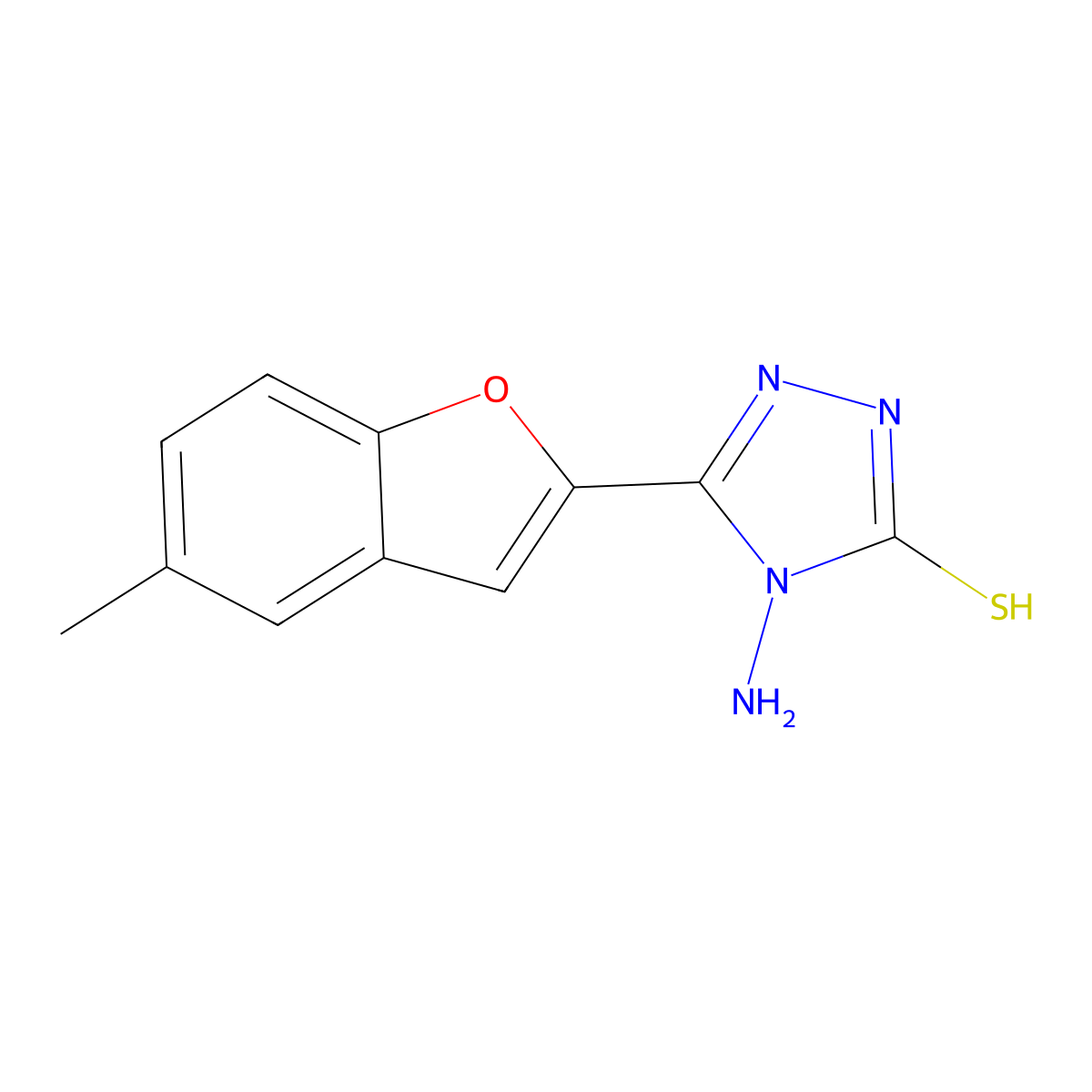 4-amino-5-(5-methyl-1-benzofuran-2-yl)-4H-1,2,4-triazole-3-thiol molecular structure, CAS 1270869-72-1