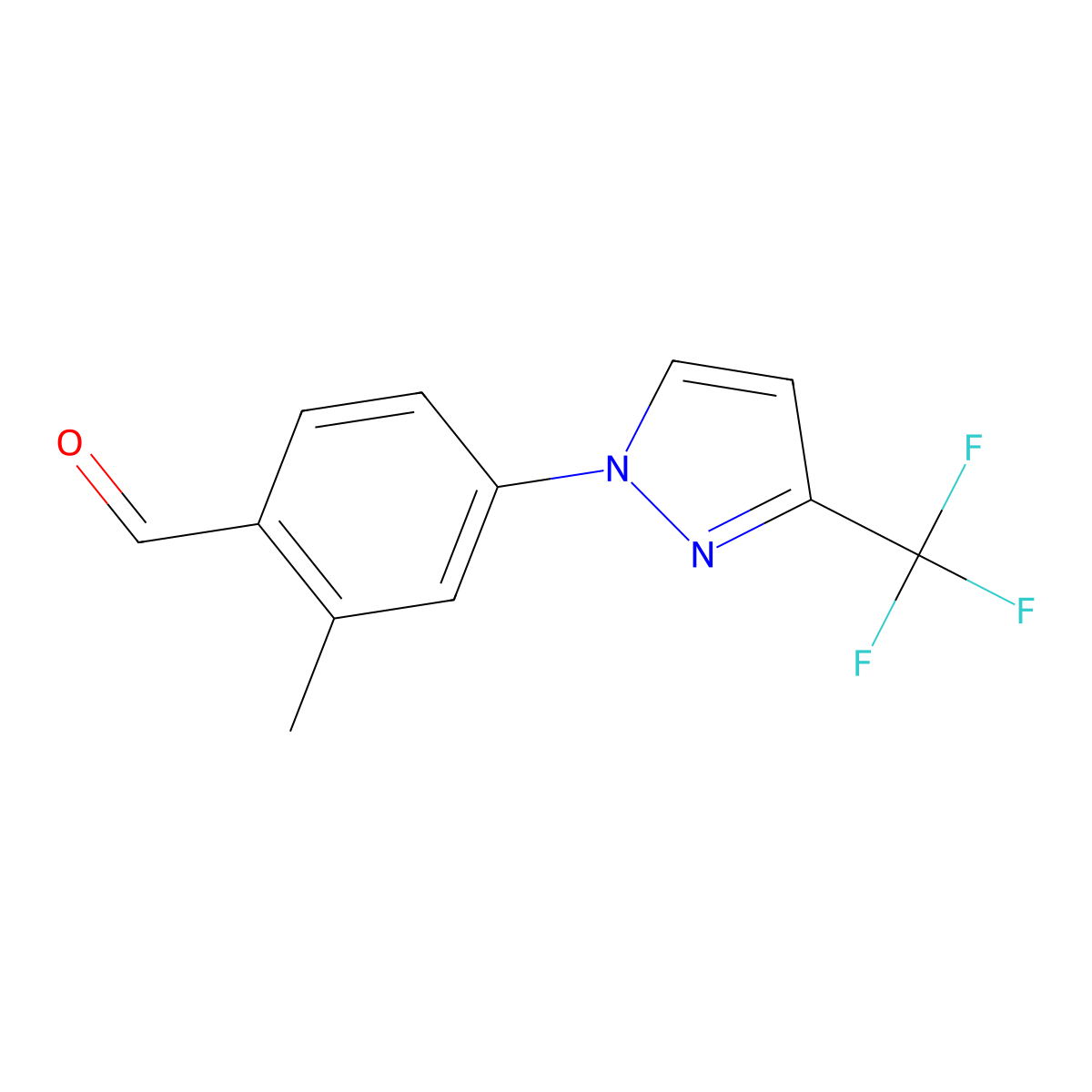 2-methyl-4-[3-(trifluoromethyl)-1H-pyrazol-1-yl]benzaldehyde molecular structure, CAS 1270876-85-1